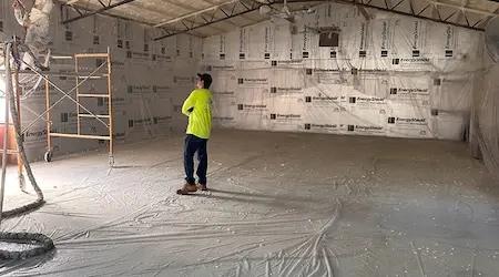Completed closed-cell spray foam insulation project