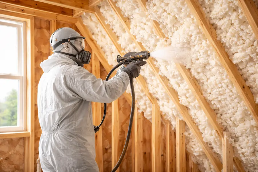 Open-cell insulation expanding in wall cavity