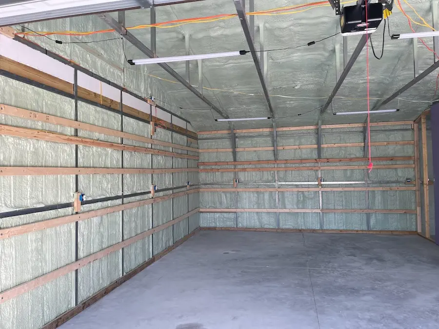 Completed open-cell spray foam insulation project